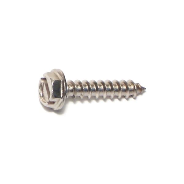 Midwest Fastener Sheet Metal Screw, #10 x 1 in, 18-8 Stainless Steel Flange Hex Head Slotted Drive, 20 PK 63851 - main